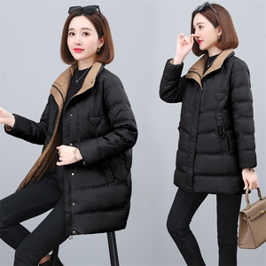 红色立领羽绒棉服女短款2024冬季新款小个子时尚简约保暖棉袄外套图片