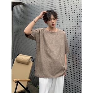 现货 夏季纯色亚麻潮宽松新中式大码棉麻短袖男MT08-特P25控48图片