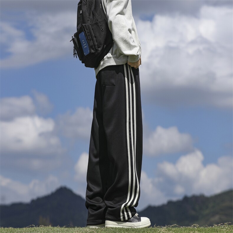 美式潮卫裤男春秋季新款三条杠休闲裤宽松直筒运动长裤K7901-P35,男装休闲裤,星座505-3
