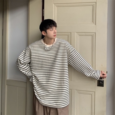 1抖音直播港风运动情侣大码嘻哈条纹长袖T恤CT7809P45控68，男装T恤，星座226-2