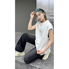 港风大码网红麂皮绒圆领无袖T恤背心男女XZ213-T070-P35控48，男装背心/马甲，星座213