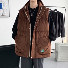 冬款加棉宽松连帽棉服港风马甲背心棉衣外套男士8130-P95控价118，男装背心/马甲，电商A441-1