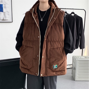 冬款加棉宽松连帽棉服港风马甲背心棉衣外套男士 8130-P95控价118图片