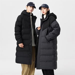 新款长棉服冬季拼色长款加厚连帽情侣装加长宽松棉袄MY8854-P130图片