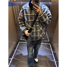 【有货】DJ642-P68春秋时尚千鸟格夹克男潮牌工装外套男格纹上衣，男装棉衣，星座603-2