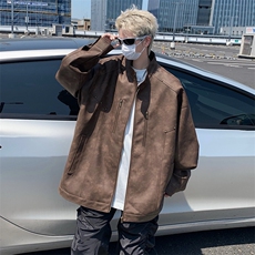 高街机动皮衣美式潮牌骑行服皮夹克外套光板二开A406JK193特P85，男装夹克，星座309（原A406）