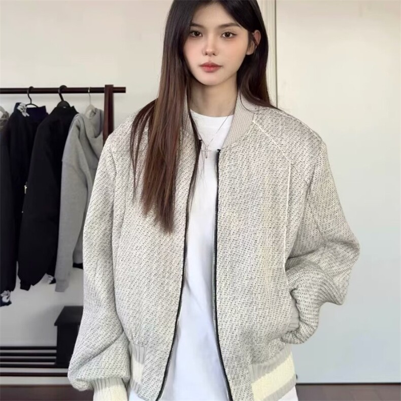 小香风短款外套女春秋2025新款高级设计感小众复古港风棒球服图片