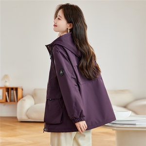 现货2025冬装新款加绒加厚休闲精品女装棉衣棉服连帽派克服图片
