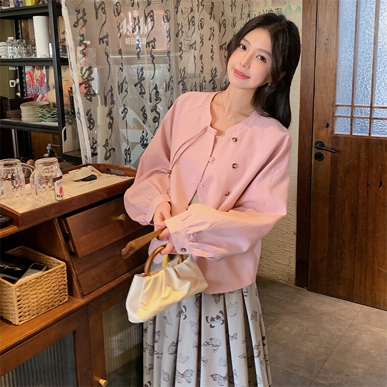 新中式国风粉色套装裙女秋季新款轻熟气质高级感穿搭半身裙两件套,女装套装/套裙,2D080