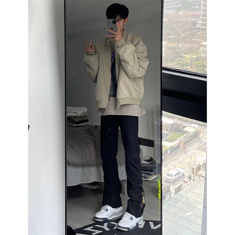 美式高街微喇叭牛仔裤B342-K7030-P65控88,男装牛仔裤,电商B342