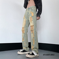 2026夏季美式高街破洞小众牛仔裤货号K725P55，男装牛仔裤，电商A063
