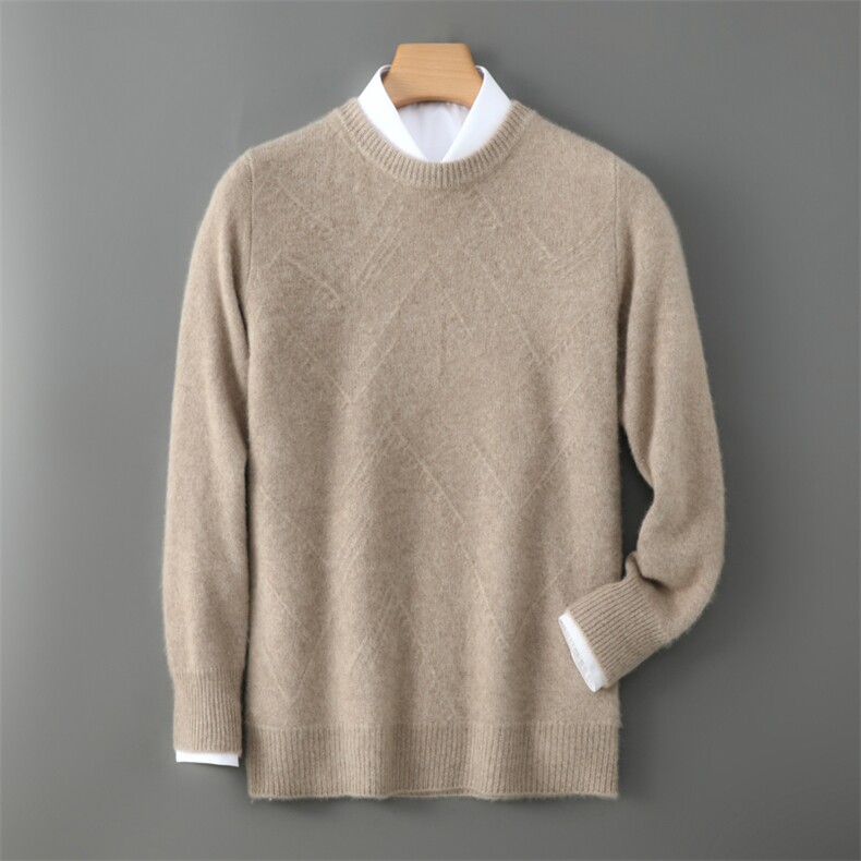 2025年秋季新款菱形花纹针织男士羊毛衫时尚休闲通勤百搭，男装羊毛衫，德晨羊绒