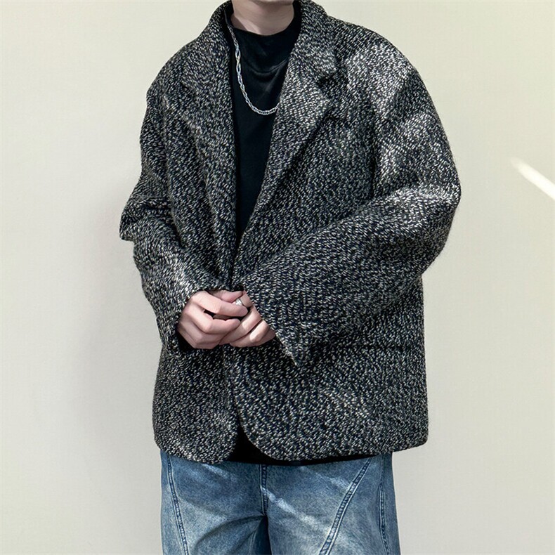 现货-秋冬潮牌羊毛呢垫肩西装外套男时尚呢子夹克-AJ23121-P155,男装夹克,电商A351