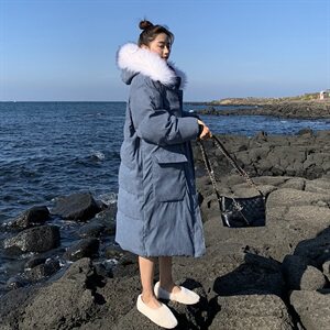 款现货柒柒家大毛领2色棉衣女M69