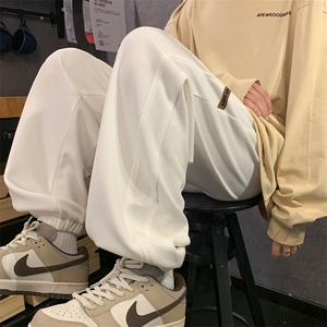 柔软亲肤加绒保暖束脚华夫格美式垂顺卫裤子K955-特批-32加绒-42图片