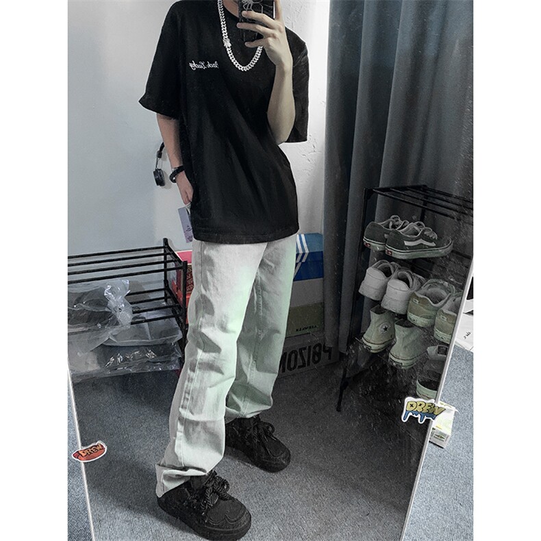 B221美式ins高街小众百搭纯色微喇牛仔裤LK22087-P55控78,男装牛仔裤,电商B221
