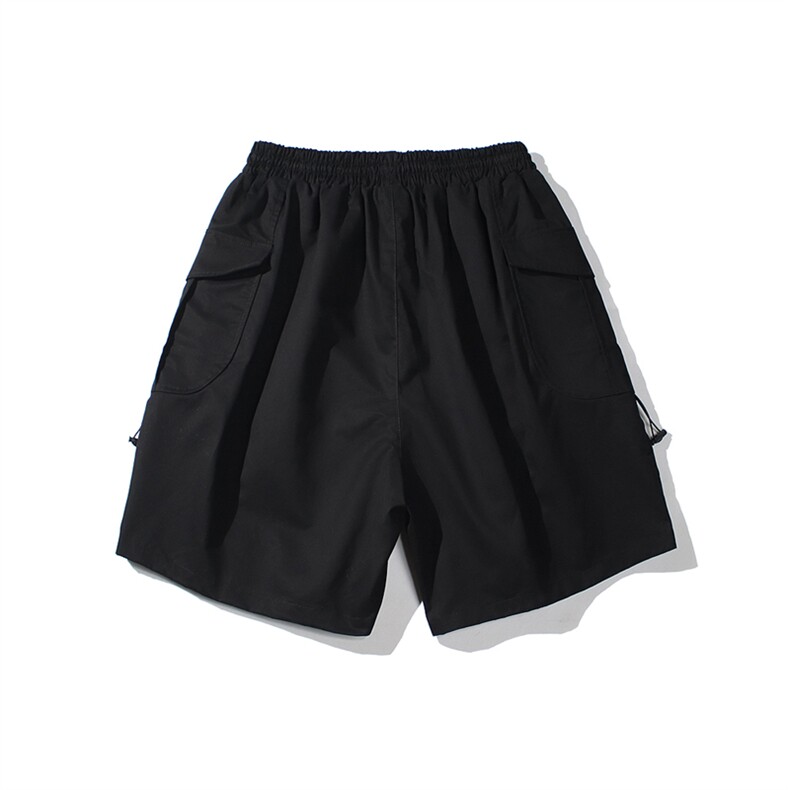 日系大口袋工装裤基础款休闲五分百搭松紧腰C309B-K104-P50-X68,男装休闲裤,电商C309B