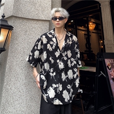 痞帅设计感短袖衬衫男女情侣款宽松潮流小众百搭高级衬衣特p48，男装衬衫，电商C307