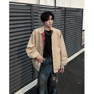 8XL-M美式复古棒球服外套男特大码潮牌双拉链立领夹克衫JK005P85图片