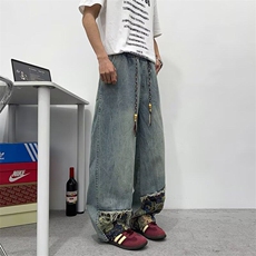 牛仔裤男女韩版潮流文艺百搭拼接直筒2026夏季ins长裤RK2566-P45，男装牛仔裤，星座412-2