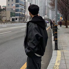 现货~皮衣夹棉加厚连帽假两件外套夹克衫716A-A030P100加棉P110，男装夹克，星座716A（原星座815-4）