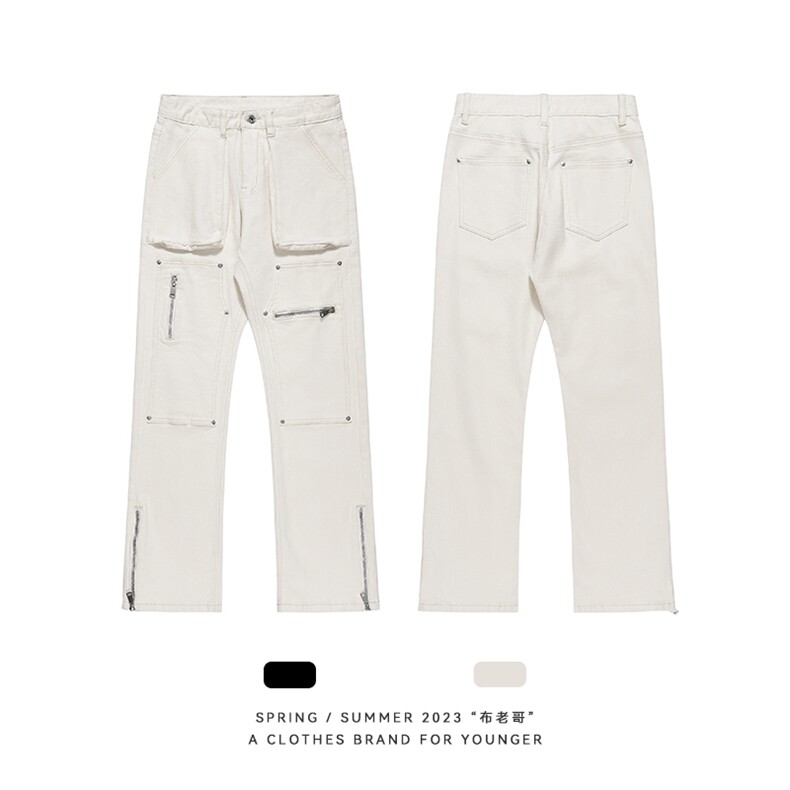 2025春夏薄款工装裤伐木裤口袋拉链机能裤牛仔裤1611B-K01-P65,男装牛仔裤,星座1611B