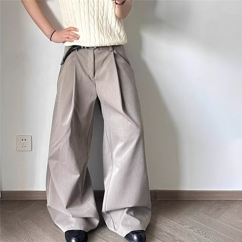 春秋季凉感西裤男款垂感薄款宽松直筒长裤高级感休闲裤男,男装西裤,星座506A