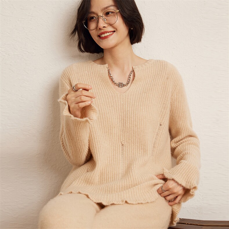 羊绒衫女加厚亲肤山羊绒毛衣内搭针织衫打底衫,女装羊绒衫,五色羊羊绒