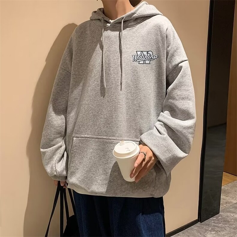 港风宽松休闲连帽外套春秋卫衣男ins潮牌百搭纯色上衣W5107-P30,男装卫衣,星座512-2