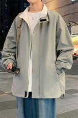 港风秋季新款宽松夹克男纯色立领上衣两面穿外套MYJ24-7908-P68，男装夹克，星座717