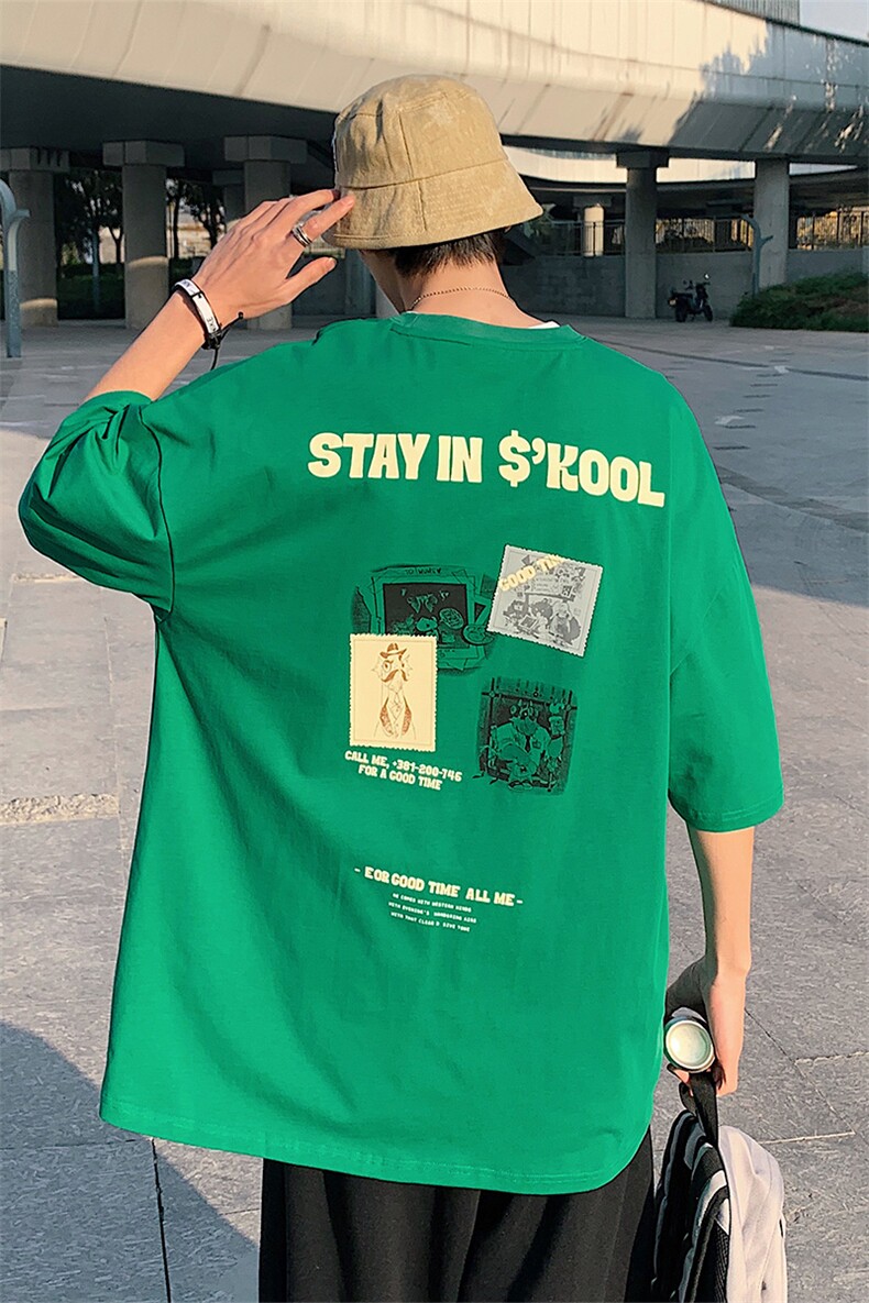 DX56P35港风纯短袖青少年学生百搭休闲潮流宽松T恤纯上衣,男装T恤,星座1204-3