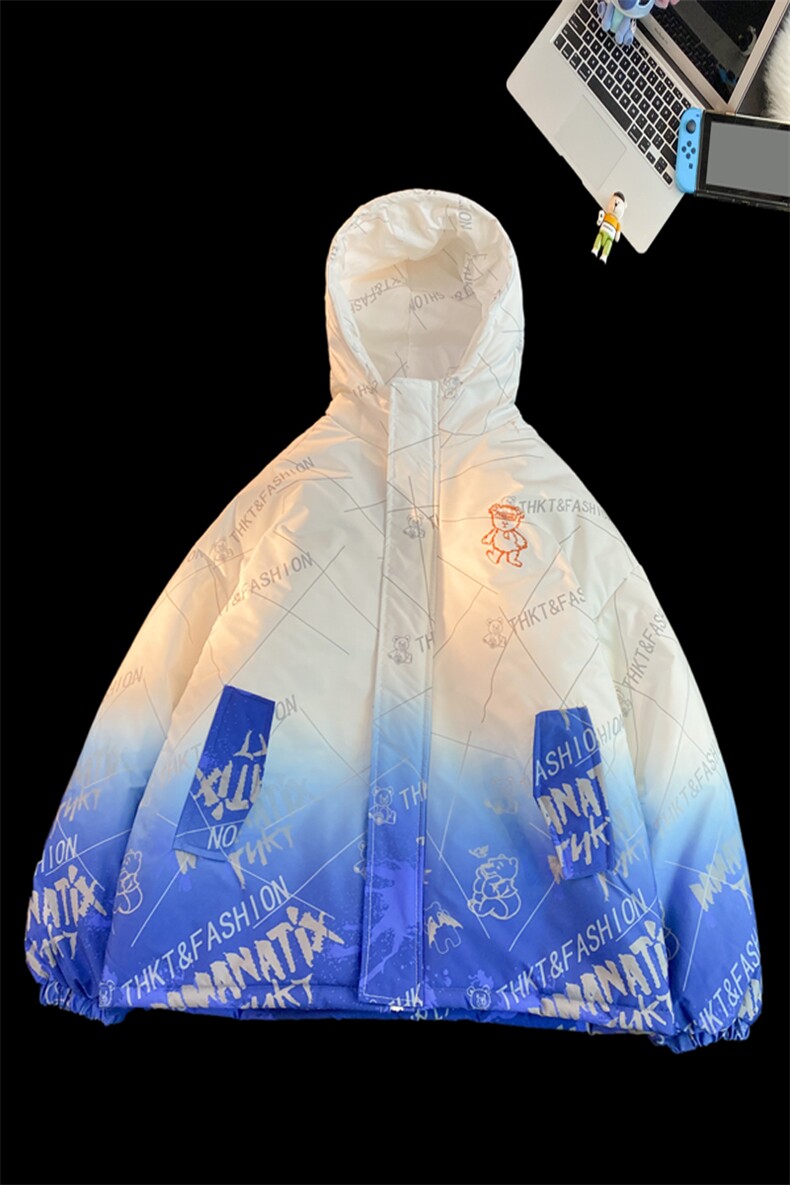 情侣装2025冬装渐变棉衣男连帽棉服女宽松棉袄外套3315-P90控138,男装棉衣,星座207