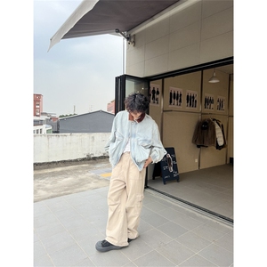 1506/QS1800/P80美式复古翻领牛仔夹克男女款休闲宽松外套图片