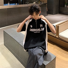 405A高街美式设计感撞色印花短袖T恤T2436-P40控58，男装T恤，星座405A