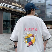 JT55012-P25假两件短袖t恤男大码胖子半袖体恤半截袖港风，男装T恤，电商A040