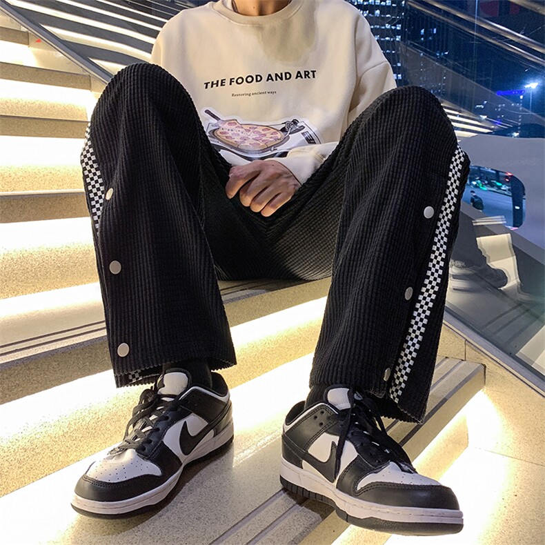 2025春夏新款男装玉米华夫格拼接卫裤开衩休闲裤GK63-P55,男装休闲裤,电商B277A（原A068）