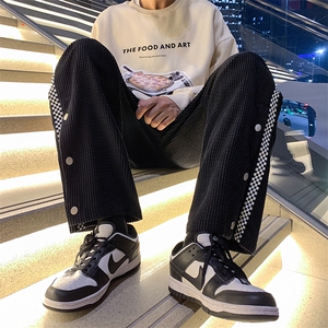 2025春夏新款男装玉米华夫格拼接卫裤开衩休闲裤GK63-P55