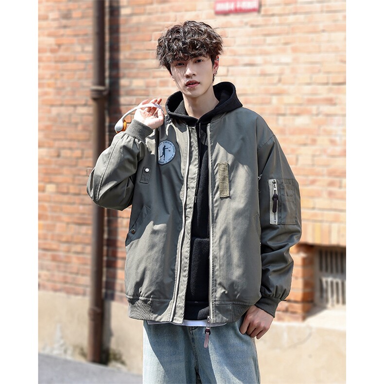 复古贴标棒球服情侣休闲宽松夹克外套XZ402-2P88控108JK6603货足,男装夹克,星座402-2