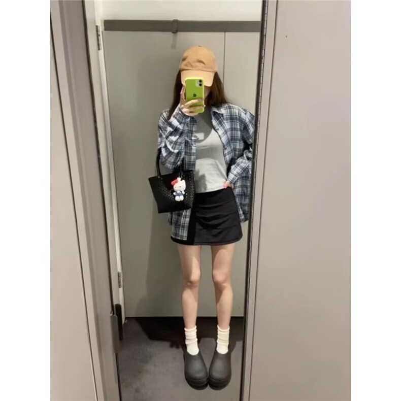 2025早秋新款小清新纯棉格子衬衫女韩版长袖宽松学生上衣春秋外套,男装衬衫,星座506A