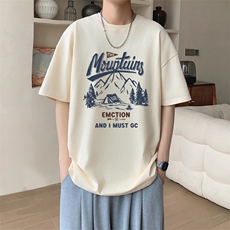 新款夏季男装纯棉短袖T恤落肩款印花时尚休闲宽松上衣，男装T恤，星座1013