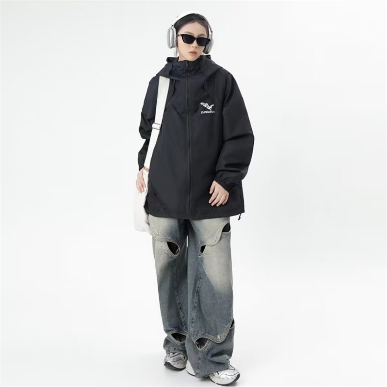 户外机能连帽冲锋衣外套男女情侣刺绣工装夹克上衣春秋CF198-p65,男装夹克,星座1008