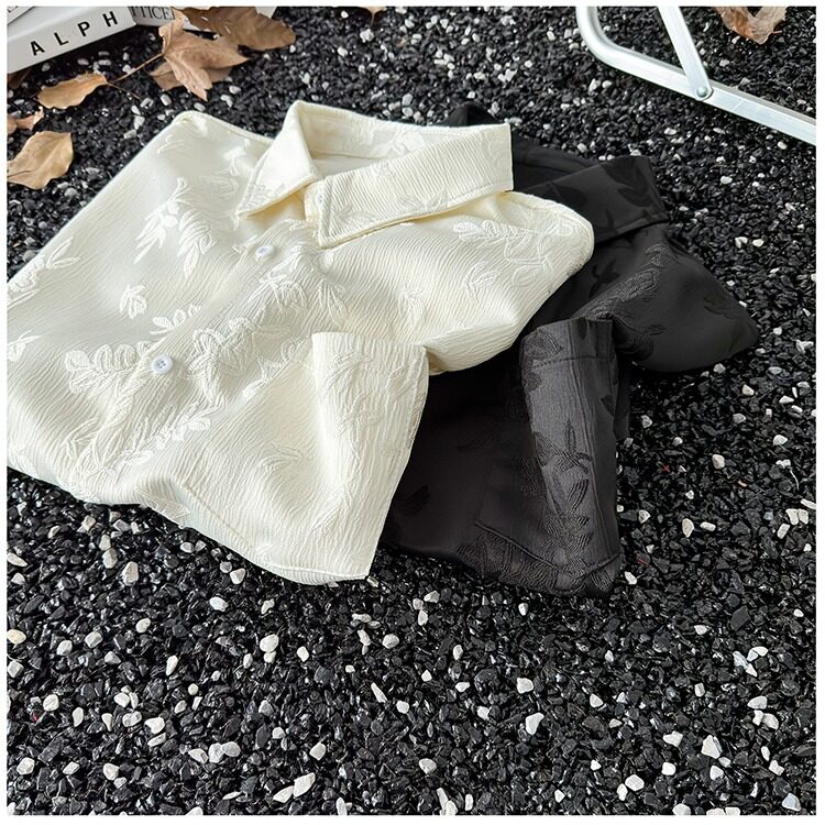 潮新中式短袖衬衫男士夏季大码宽松款休闲痞帅半袖冰丝衬衣外套,男装工装外套,星座1013
