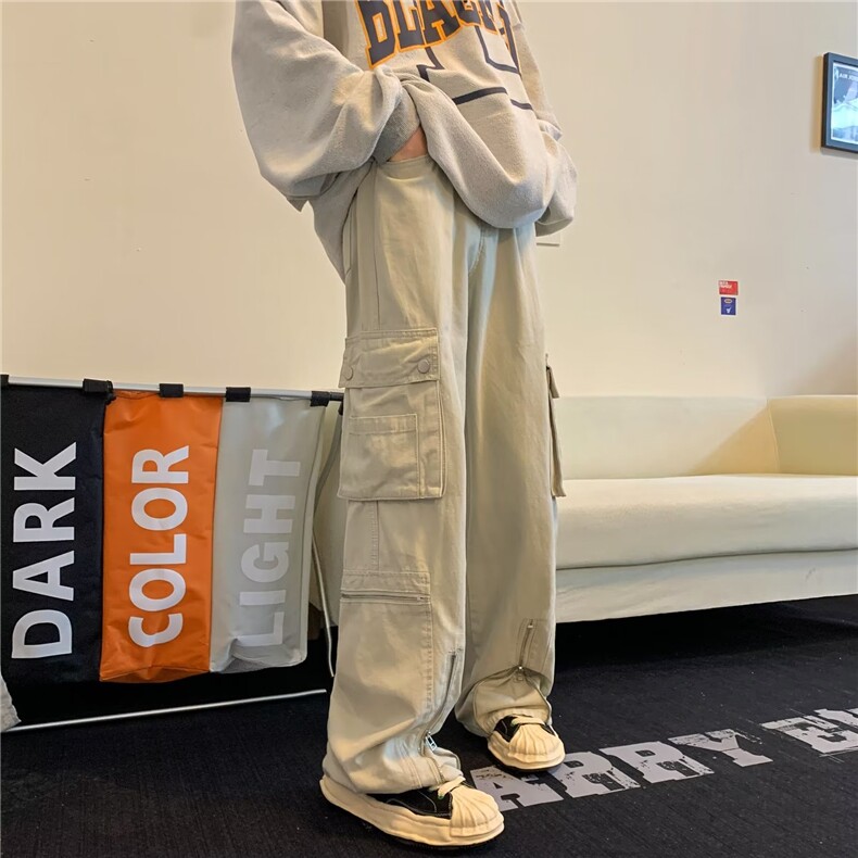 欧美小众高街vibe风街头工装裤男美式潮牌宽松直筒喇叭裤K953-P55，男装工装外套，星座1008-1