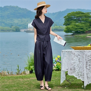 2026年夏季新品时尚气质休闲牛仔套装女图片