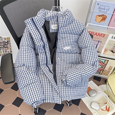 加绒加厚男女立领棉衣千鸟格字母刺绣棉服面包服手塞棉MY23P76，男装棉衣，星座1013-1