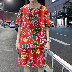 TZ203男女休闲东北大花短袖圆领T恤衫短裤可套装单选团队服风，男装休闲套装，星座115A(原星座507）