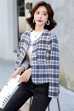 毛呢外套女2021秋冬新款短款长袖格子时尚潮流小香风气质外套，女装毛呢外套，尚洛菲