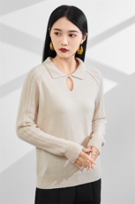 时尚保暖POLO领羊绒衫优雅显瘦长袖针织衫，女装羊绒衫，美够羊绒