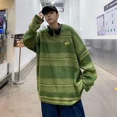 潮设计感条纹毛衣男潮牌春秋季高级感慵懒针织衫上衣ZM53-P45，男装针织衫/毛衣，星座1109-3
