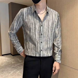 秋冬新款男士简约长袖衬衫社会小伙店主风衬衣301A-1/CS605/P58图片